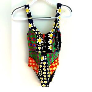 NWT Cynthia Rowley Sam Patchwork Swimsuit One Piece multicolor